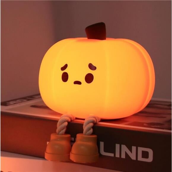 Cute Pumpkin Night Light Silicone LED Lamp Rechargeable Bedside Touch Lamp - Picture 1 of 7